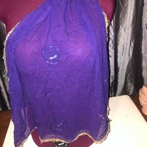 Purple and Gold Chiffon Scarf with Cascading Design used for belly dancing